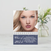 Blue Denim en Diamond Afstuderen aangekondigd Kaart (Staand voorkant)