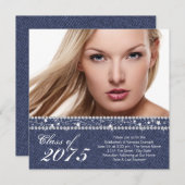 Blue Denim en Diamond Afstuderen aangekondigd Kaart (Voorkant / Achterkant)