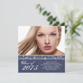 Blue Denim en Diamond Afstuderen aangekondigd Kaart (Staand voorkant)