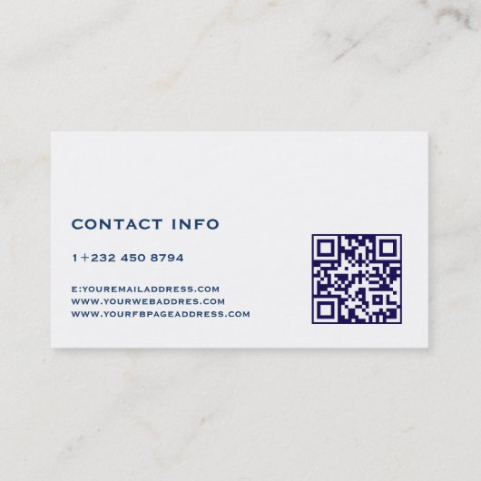 Blue Denim Fabric Texture QR-code Visitekaartje (Achterkant)