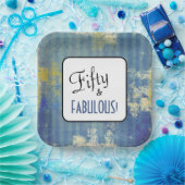 Blue Denim Fifty & FABULOUS! 50ste verjaardag Papieren Bordje (Feest)