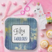 Blue Denim Fifty & FABULOUS! 50ste verjaardag Papieren Bordje (Feest)