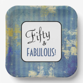  Blue Denim Fifty & FABULOUS! 50ste verjaardag Papieren Bordje