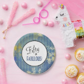  Blue Denim Fifty & FABULOUS Verjaardag Papieren Bordje (Feest)
