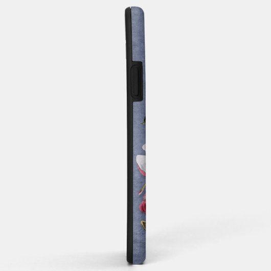 Blue Denim Floral Monogrammed Case-Mate iPhone Case (Achterkant/rechts)