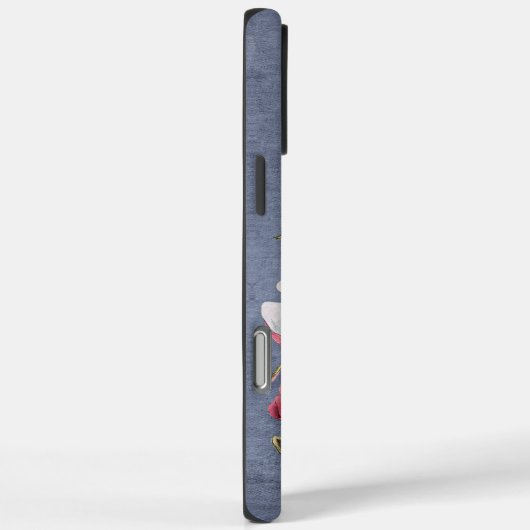 Blue Denim Floral Monogrammed Case-Mate iPhone Case (Achterkant / Rechts)