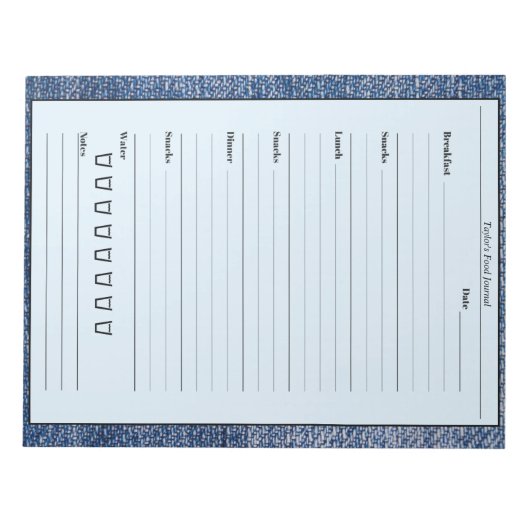 Blue Denim Food Journal - Easy Daily Meal Diary No Notitieblok (Voorkant)