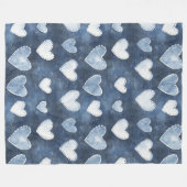 Blue Denim Hearts Fleece Deken (Voorkant (Horizontaal))