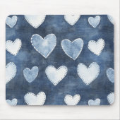 Blue Denim Hearts Muismat (Voorkant)
