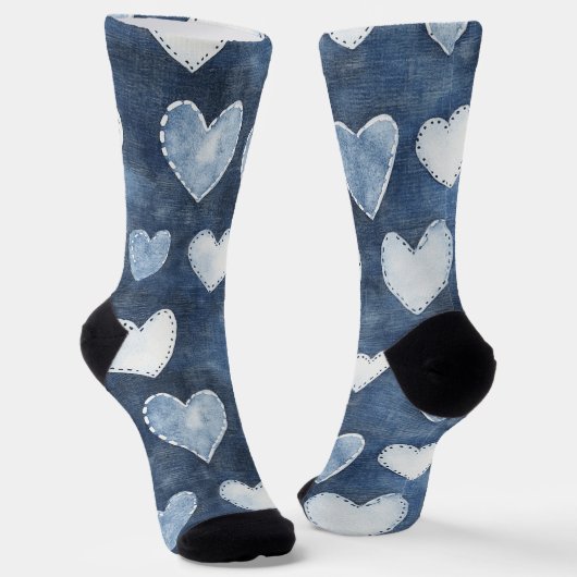 Blue Denim Hearts Sokken (Gebogen)