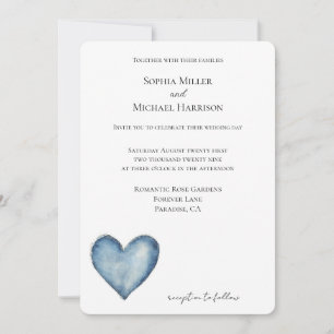 Blue Denim Jean Heart Wedding Kaart