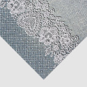 Blue Denim Jean & White Heart Lace Vrijgezellenfee Tissuepapier (Detail)