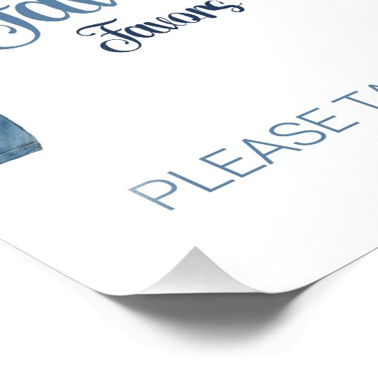 Blue Denim Jeans Boy Baby shower voorkeursbord Foto Afdruk (Hoek)