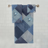 Blue Denim Jeans Patchwork Bad Handdoek