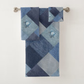 Blue Denim Jeans Patchwork Bad Handdoek (Insitu)