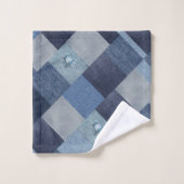 Blue Denim Jeans Patchwork Bad Handdoek (Wasdoekje)