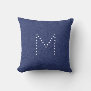 Blue Denim Jeans Pattern Monogram Gepersonaliseerd Kussen