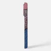 Blue Denim Jeans Roos Goud Roze Glitter Patroon iPhone Hoesje (Linkerkant)