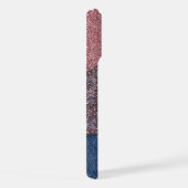 Blue Denim Jeans Roos Goud Roze Glitter Patroon iPhone Hoesje (Rechterkant)
