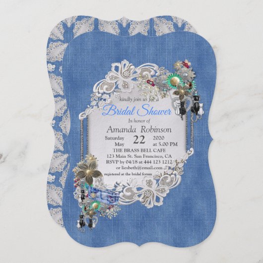 Blue Denim, kant - Costume Jewelry Kaart (Voorkant / Achterkant)