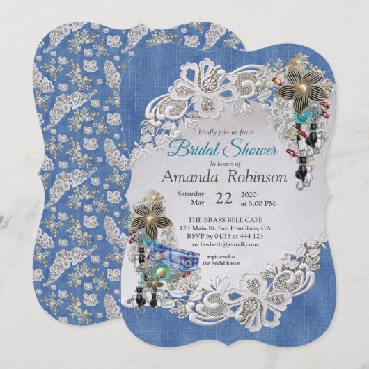 Blue Denim, kant - Costume Jewelry Kaart (Voorkant / Achterkant)