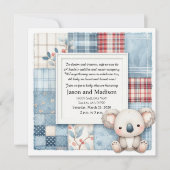 Blue Denim Koala Baby Shower Invitation Kaart (Voorkant)