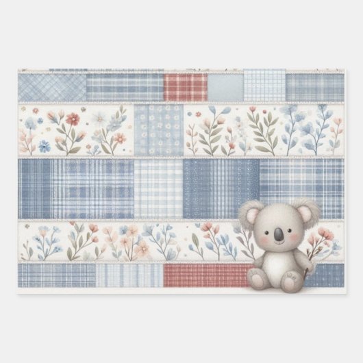 Blue Denim Koala Inpakpapier Vel (Voorkant 3)