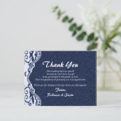 Blue Denim Lace Country Wedding Dank je wel Briefkaart (Staand voorkant)