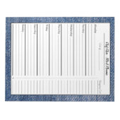 Blue Denim Meal Planner | Trendy Grocery List Notitieblok (Voorkant)