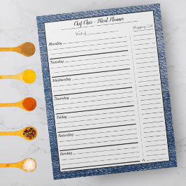 Blue Denim Meal Planner | Trendy Grocery List Notitieblok