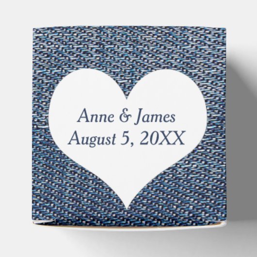 Blue Denim met Heart Favor Box Bedankdoosjes (Bovenkant)