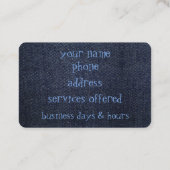 Blue Denim op een Visitekaartje (Achterkant)