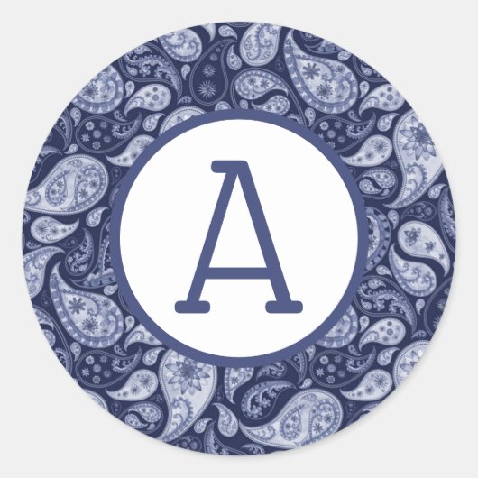 Blue Denim Paisley Personalize Ronde Sticker (Voorkant)