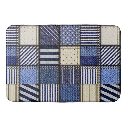 Blue Denim Patchwork Badmat (Voorkant)
