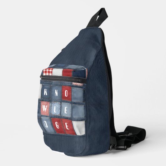Blue Denim Patchwork Kennis Sling Bag (Rechterhoek)