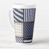 Blue Denim Patchwork Latte Mok (Linkerhoek)