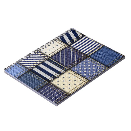Blue Denim Patchwork Notitieboek (Linkerzijde)