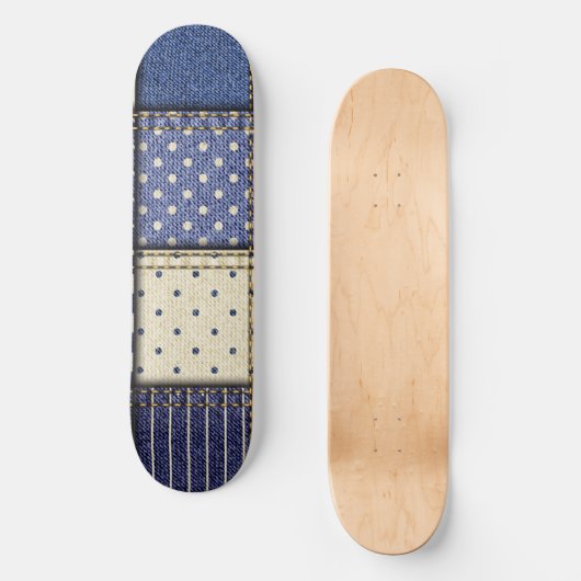 Blue Denim Patchwork Persoonlijk Skateboard (Voorkant)