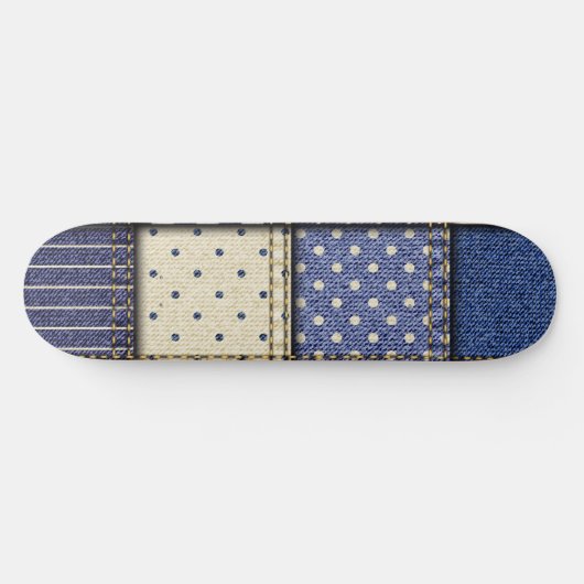 Blue Denim Patchwork Persoonlijk Skateboard (Horizontaal)