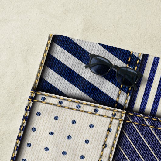 Blue Denim Patchwork Strandlaken (In situ)