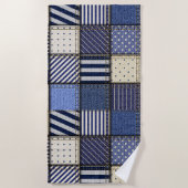 Blue Denim Patchwork Strandlaken (Voorkant)
