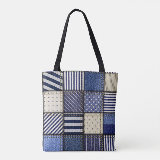 Blue Denim Patchwork Tote Bag (Achterkant)