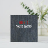 Blue Denim Patriotic Invitation Kaart (Staand voorkant)