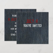 Blue Denim Patriotic Invitation Kaart (Voorkant / Achterkant)