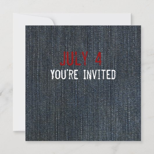 Blue Denim Patriotic Invitation Kaart (Voorkant)