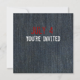 Blue Denim Patriotic Invitation Kaart