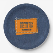 Blue Denim Pattern Graduation Party Papieren Bordje (Voorkant)