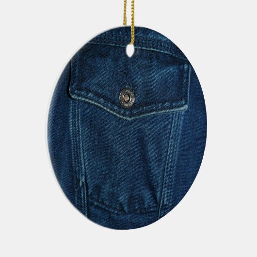 Blue Denim Pocket Keramisch Ornament (Rechts)