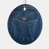 Blue Denim Pocket Keramisch Ornament (Links)