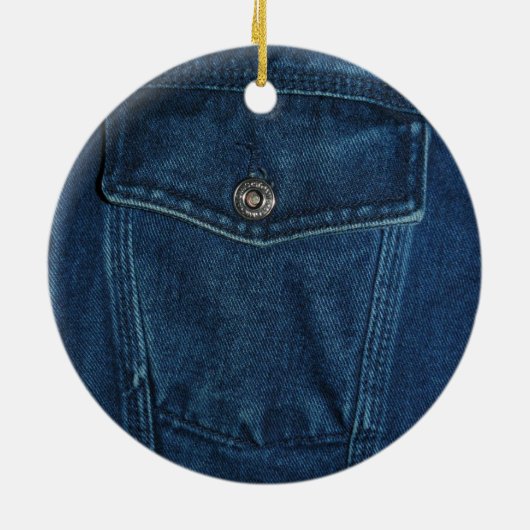 Blue Denim Pocket Keramisch Ornament (Achterkant)
